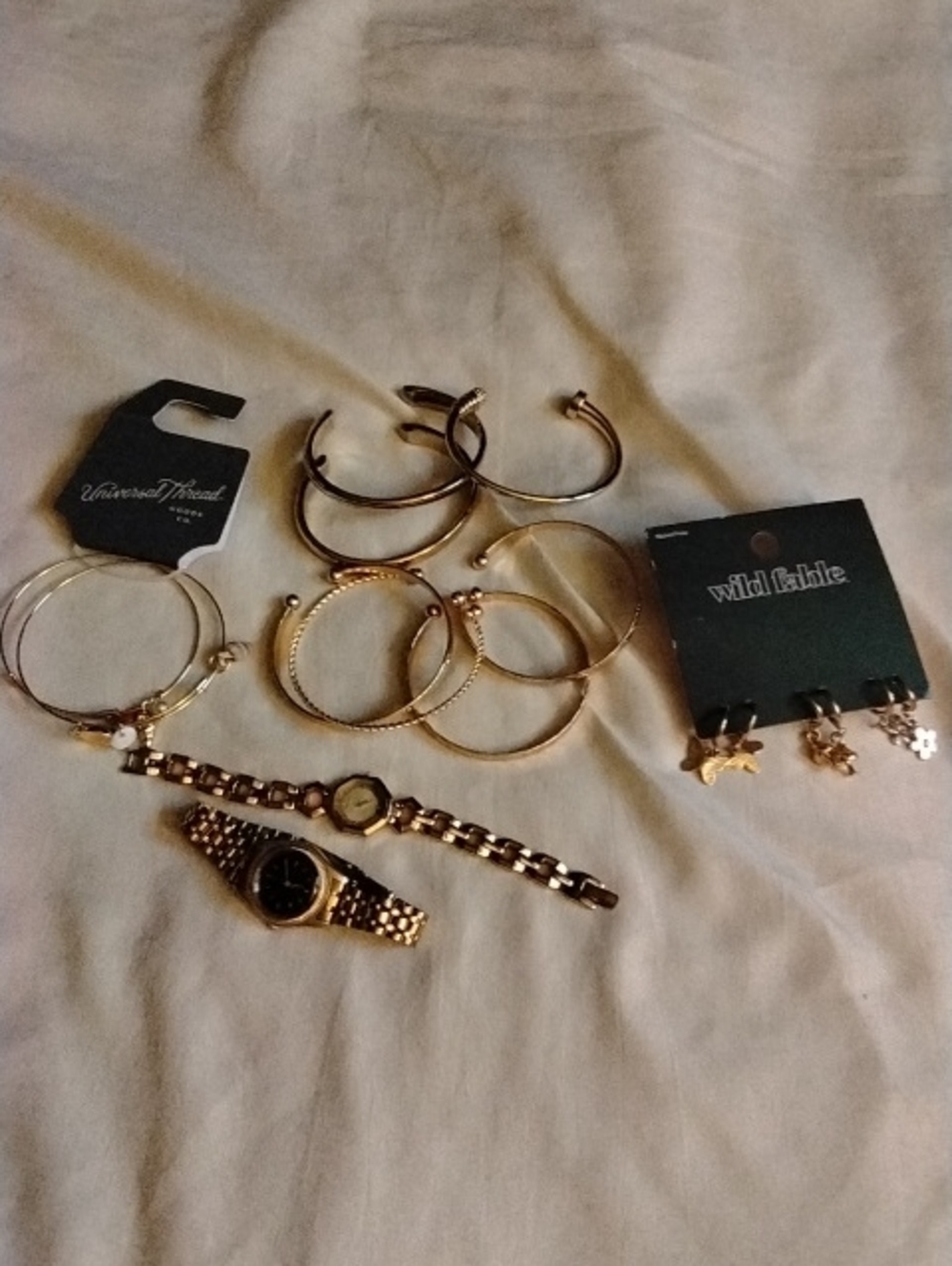Pulsar Gold-Tone Women's Bracelet Watch with Assorted Gold Bangles
